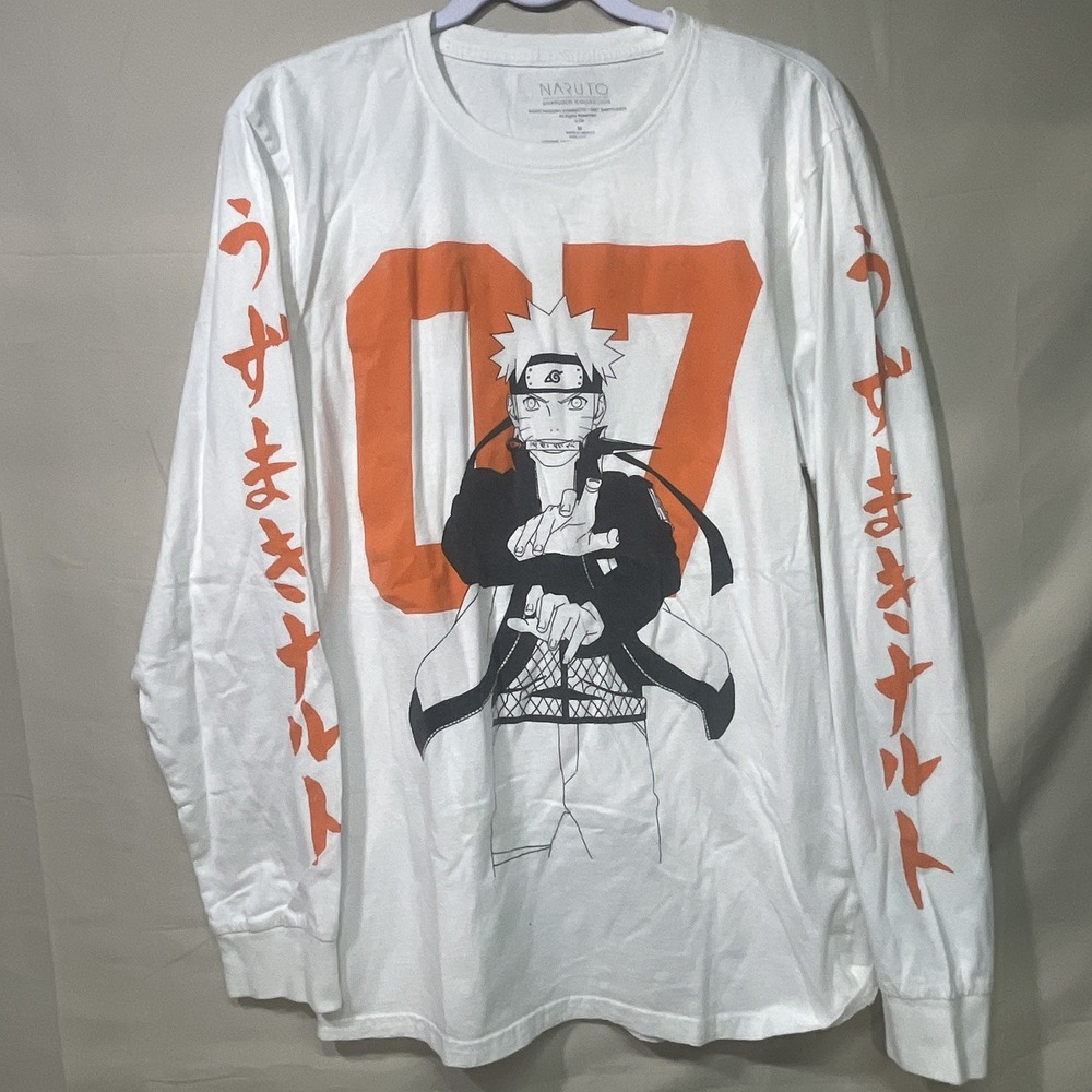 Naruto Shippuden Uzumaki Team 07 Long Sleeve Anime Shirt Men's Size Med Y2K